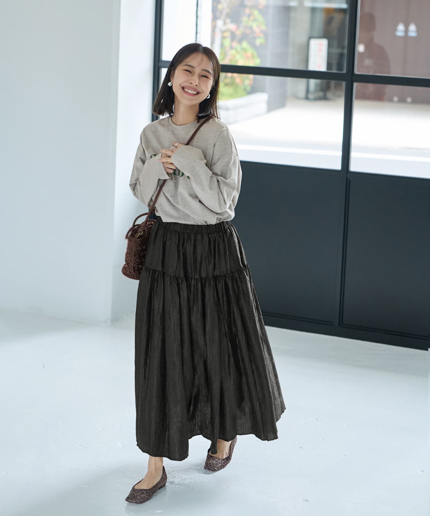 STYLE DELI「シャイニー切替ギャザースカート」|スカート|