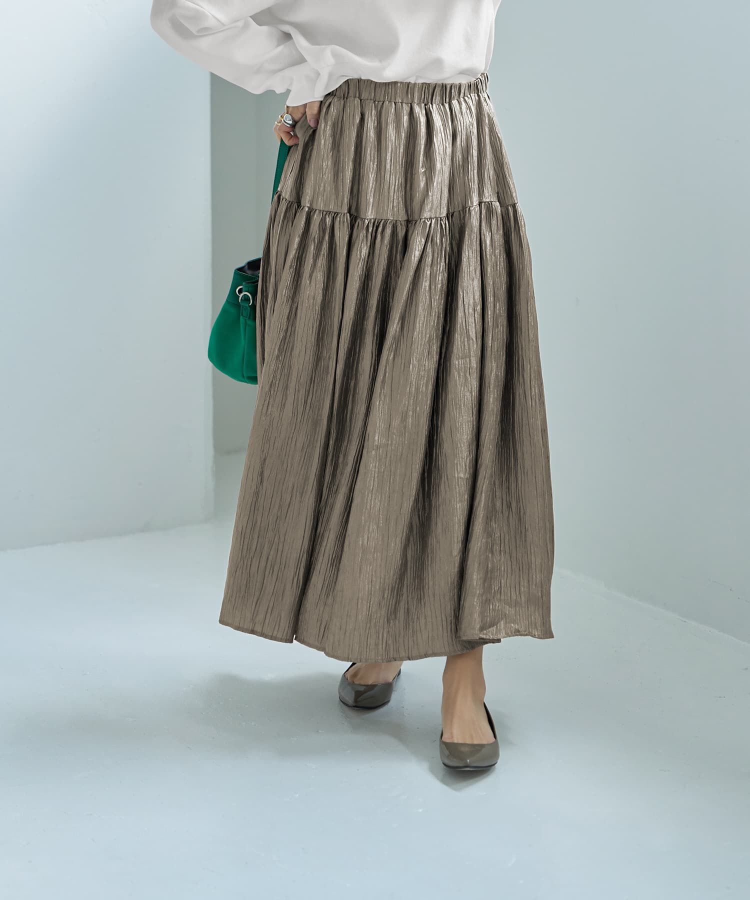 STYLE DELI「シャイニー切替ギャザースカート」|スカート|