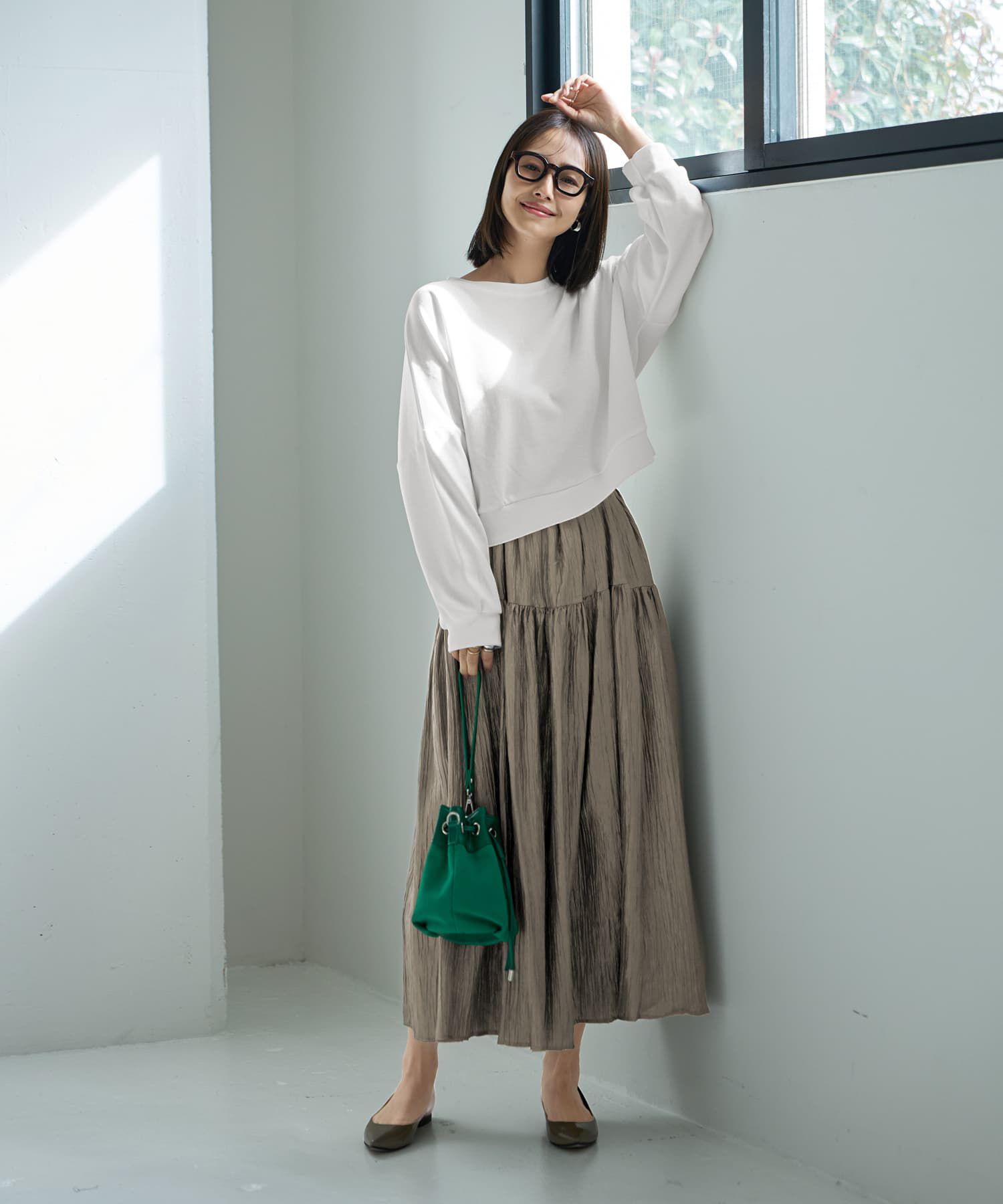 STYLE DELI「シャイニー切替ギャザースカート」|スカート|