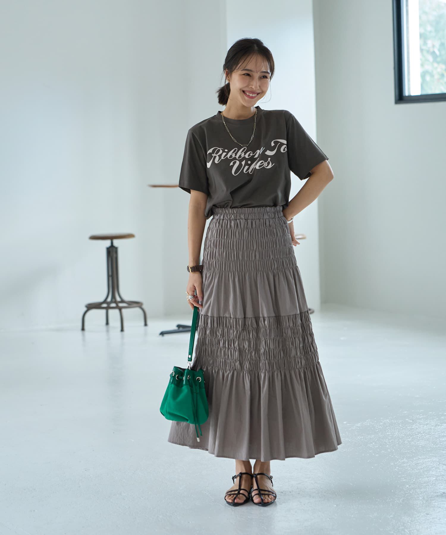 STYLE DELI「コットンシャーリングスカート」|スカート|ストーン