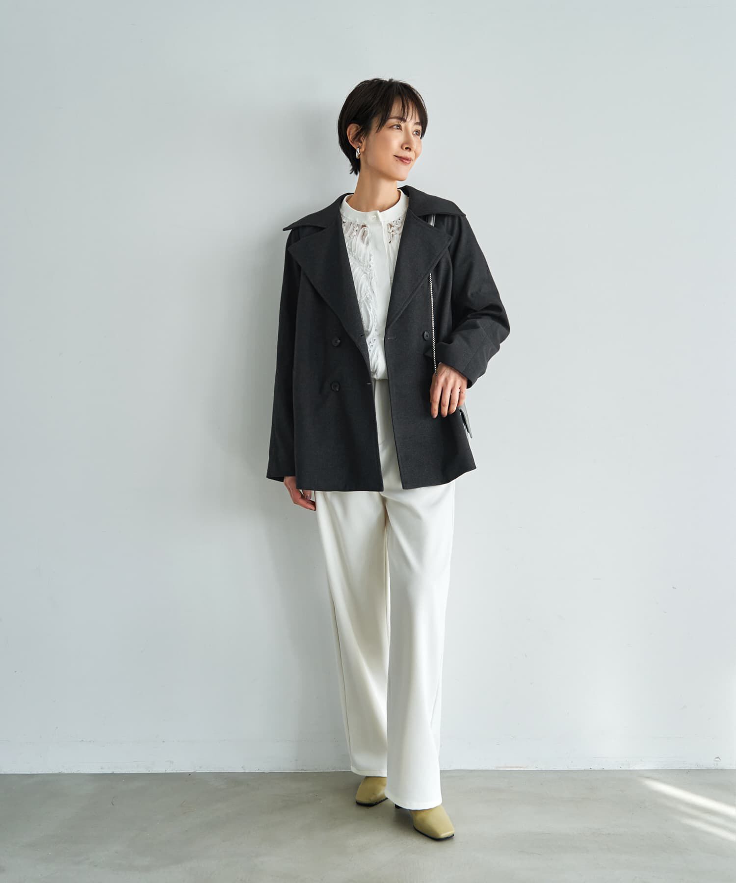 STYLE DELI「柄織り生地のPコート型ライトコート」|その他|