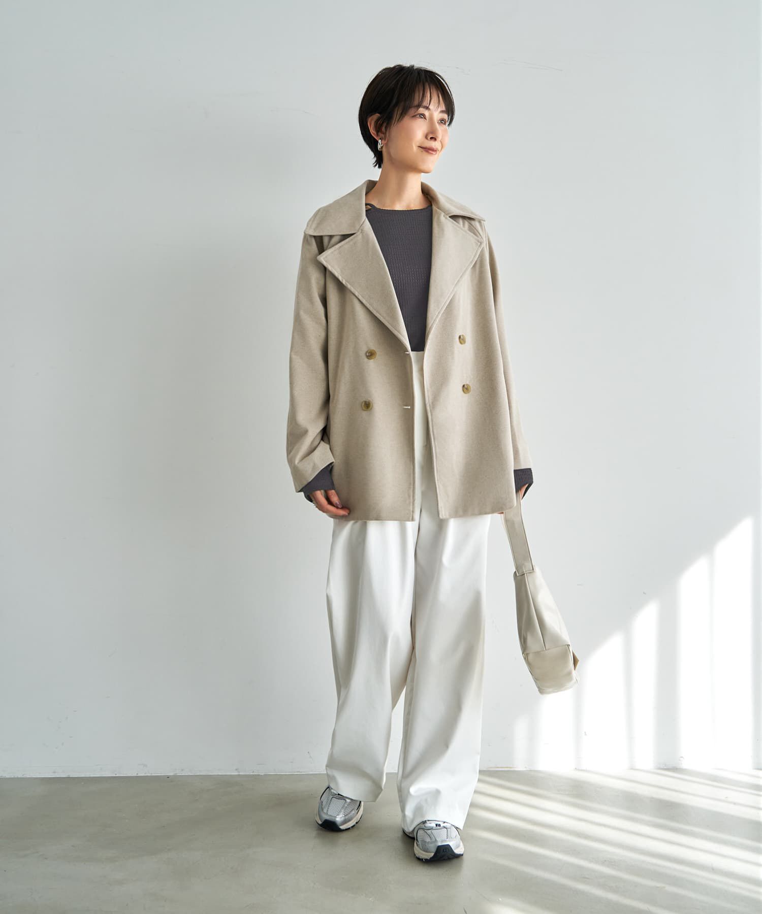 STYLE DELI「柄織り生地のPコート型ライトコート」|その他|