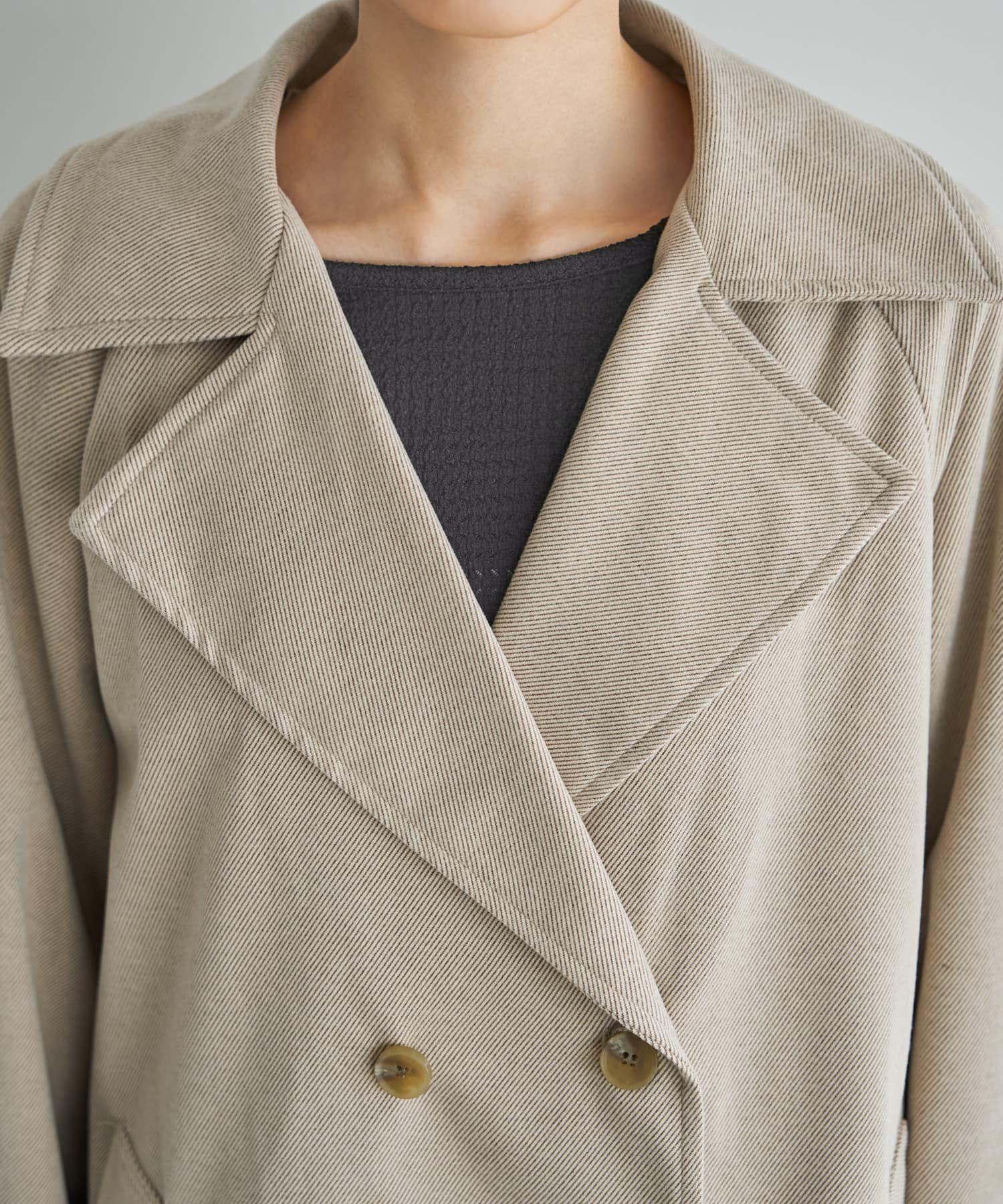 STYLE DELI「柄織り生地のPコート型ライトコート」|その他|