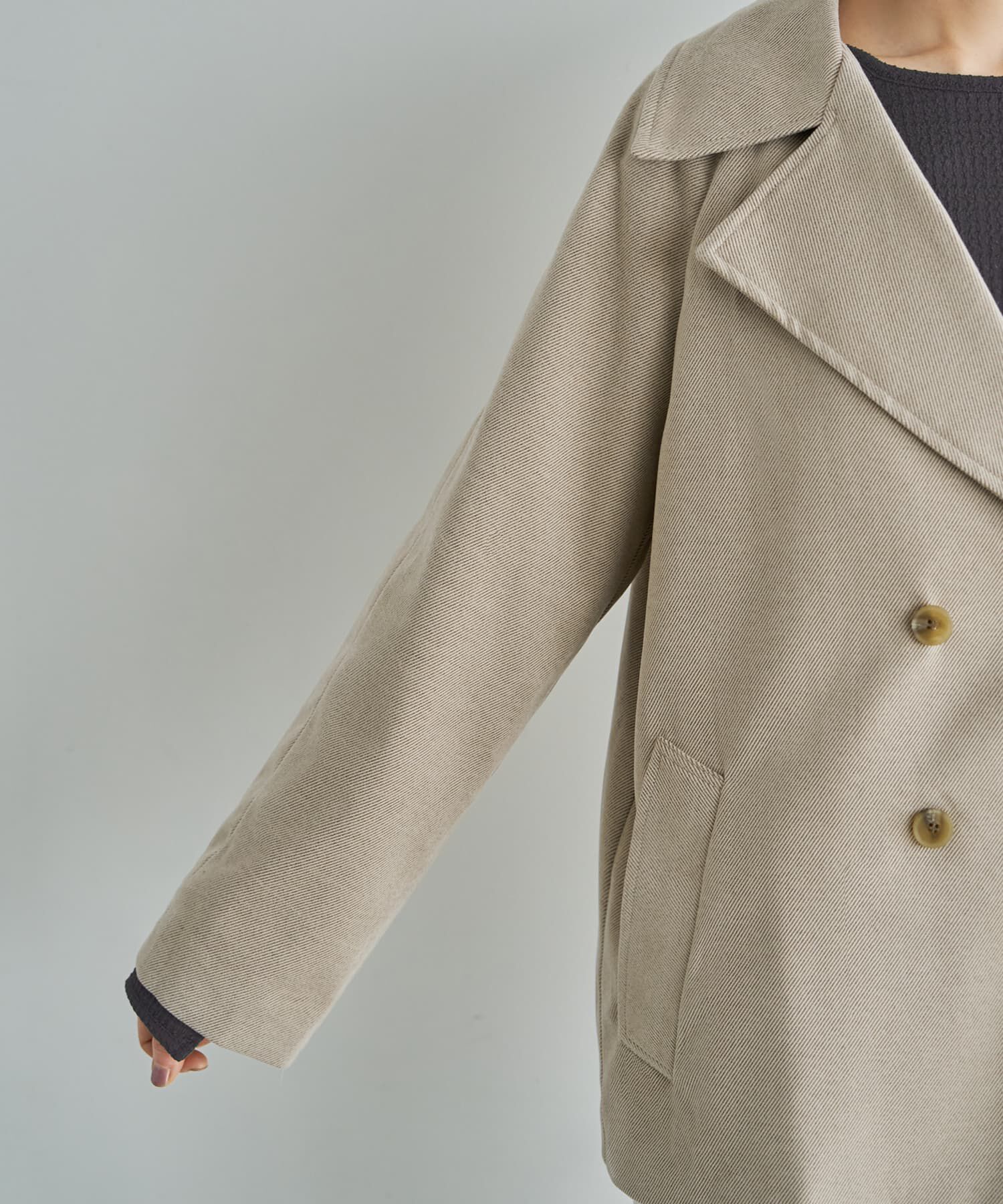 STYLE DELI「柄織り生地のPコート型ライトコート」|その他|