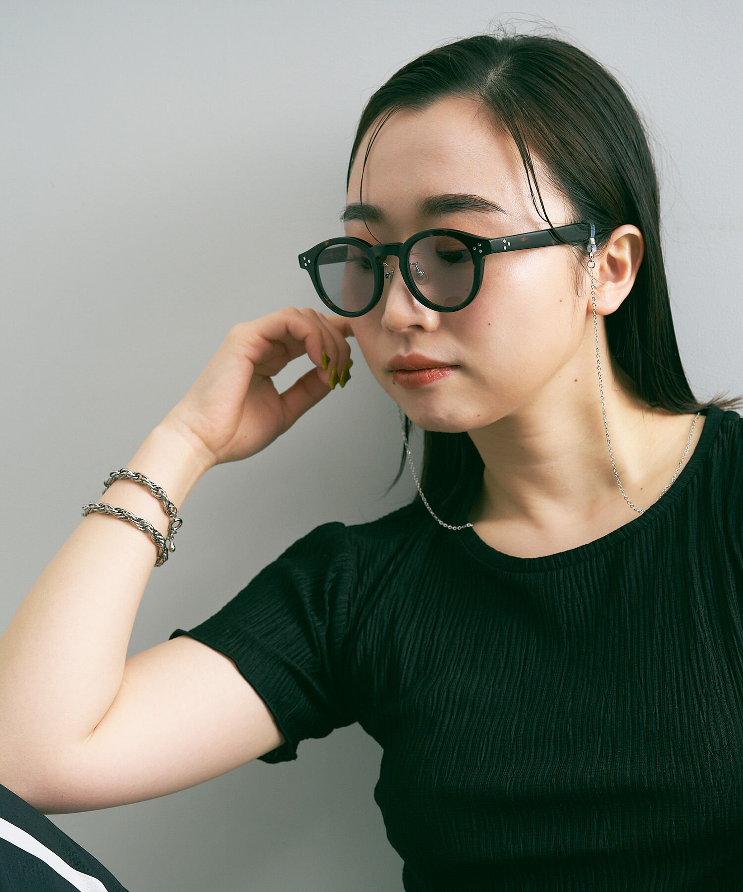  「【WEB限定】ボストン型 サングラス｜黒縁フレーム｜クリアフレーム｜紫外線対策」|サングラス|