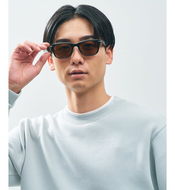  「SUNCUTGlasses/UV100%CUT サングラス レザー調 ラバーテンプル 紫外線対策 UV対策 UVカット ズレ落ち防止」|サングラス|