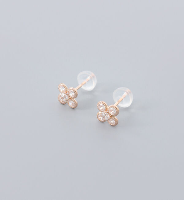 Phoebe「【K10】フラワービジューピアス　ローズゴールド/BOX付き」|ピアス|ローズゴールド