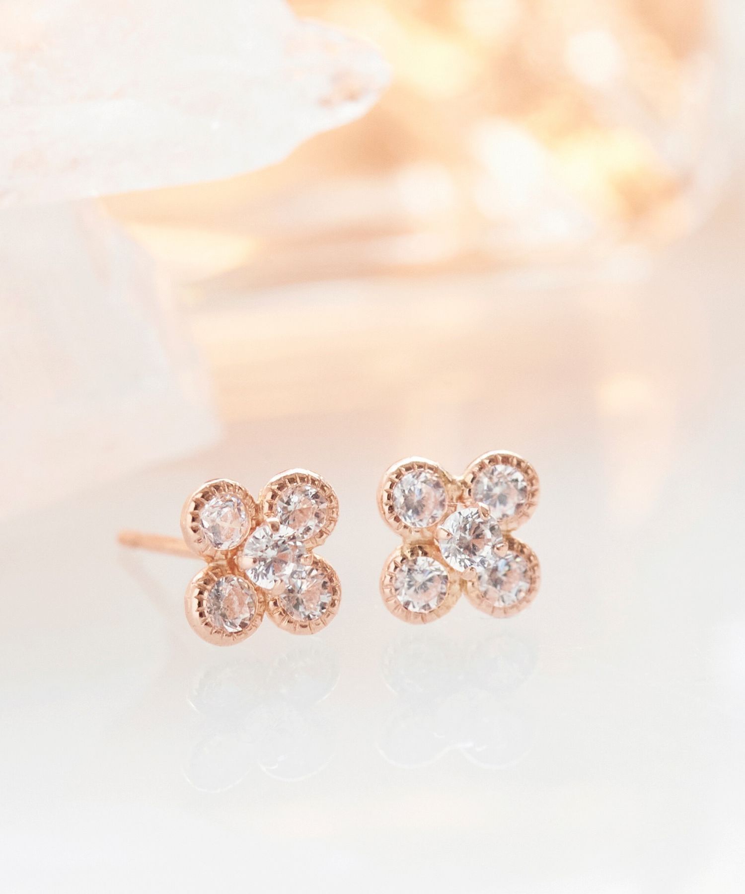 Phoebe「【K10】フラワービジューピアス　ローズゴールド/BOX付き」|ピアス|