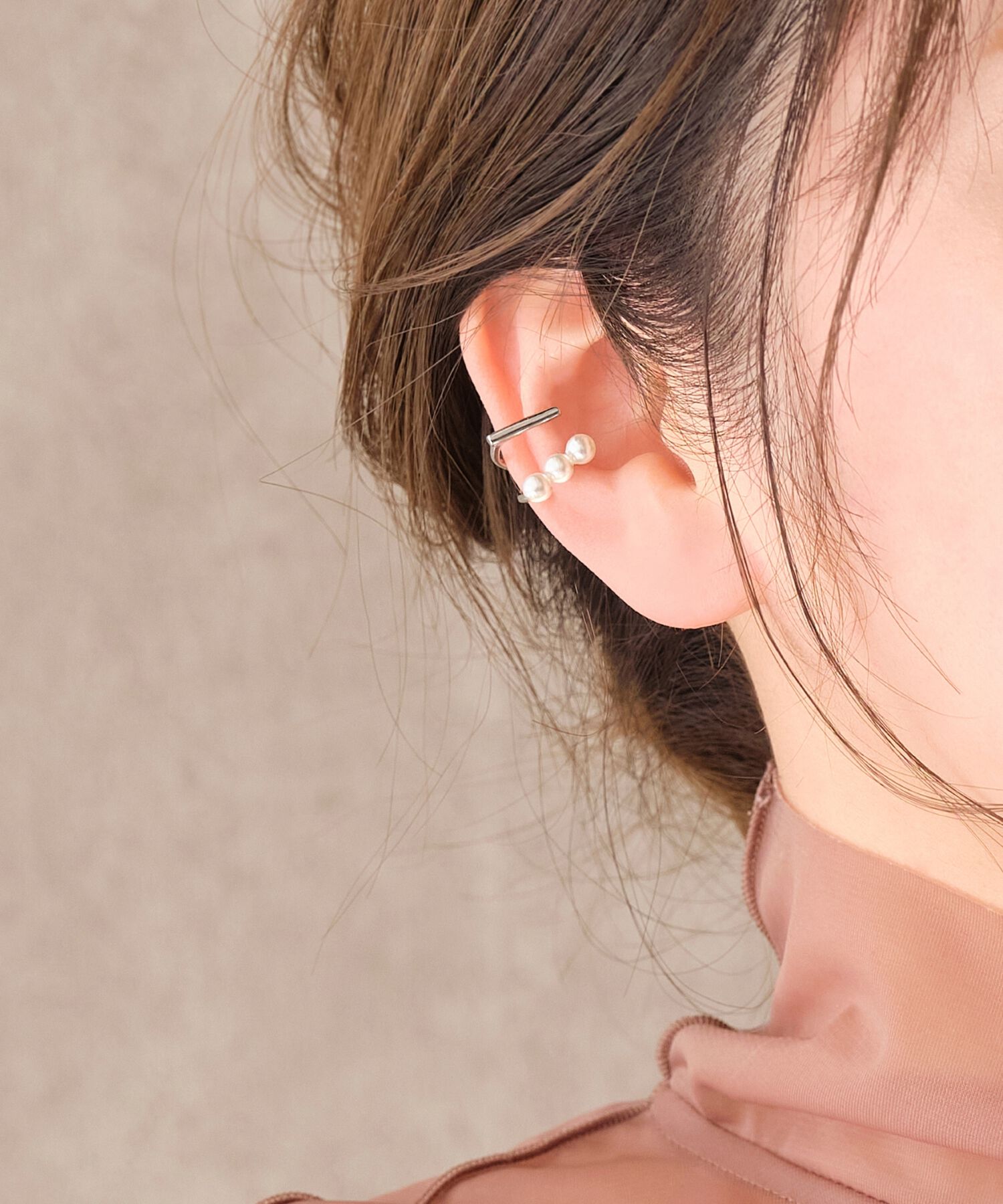 Phoebe「【シリーズ累計販売15000点突破！】ダブルデコレイトカフイヤリング　シルバー」|イヤリング|