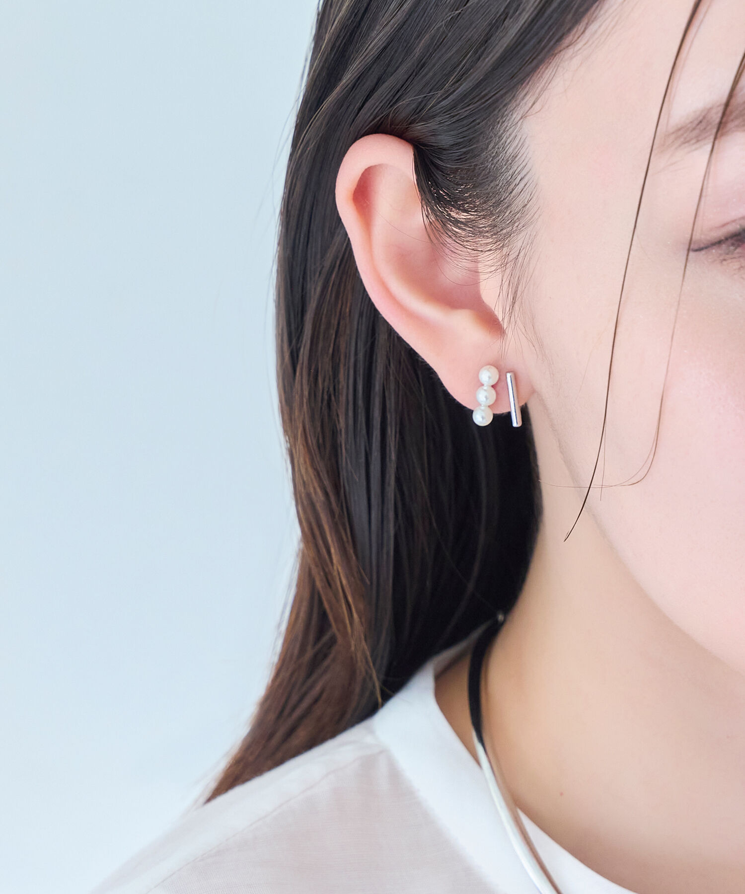 Phoebe「【シリーズ累計販売15000点突破！】ダブルデコレイトカフイヤリング　シルバー」|イヤリング|