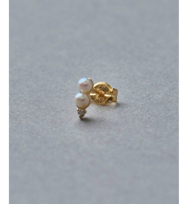 ete「K10YG ダイヤモンド/パール ピアス」|ピアス|