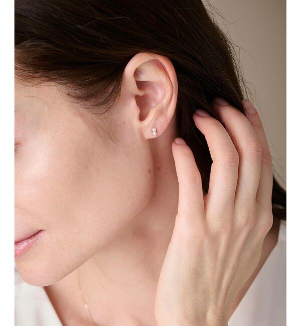 ete「K10YG ダイヤモンド/パール ピアス」|ピアス|