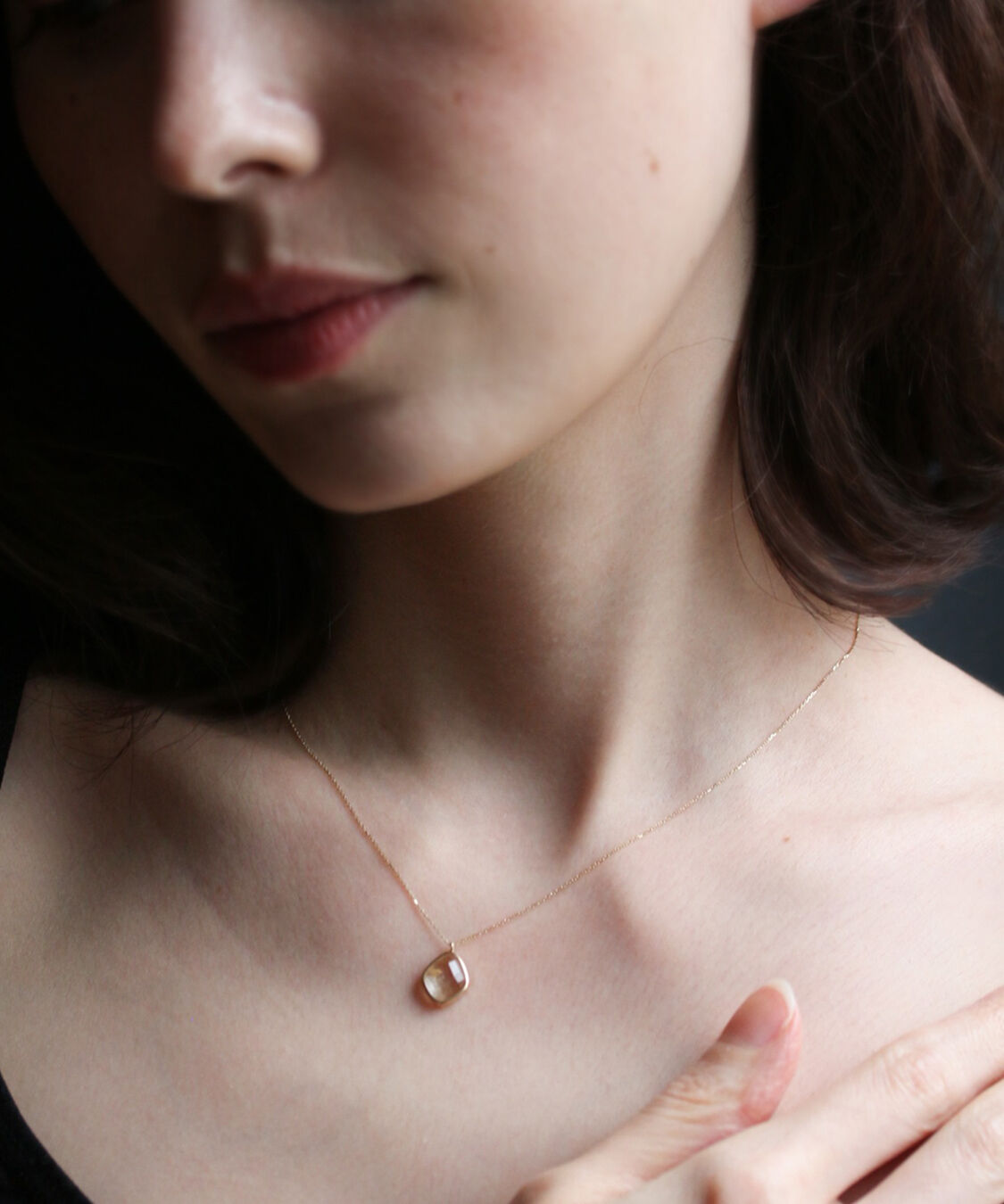  「カラーストーン ネックレス  | K10YG 〈ミルキーアクアマリン / ルチルクォーツ〉」|ネックレス|