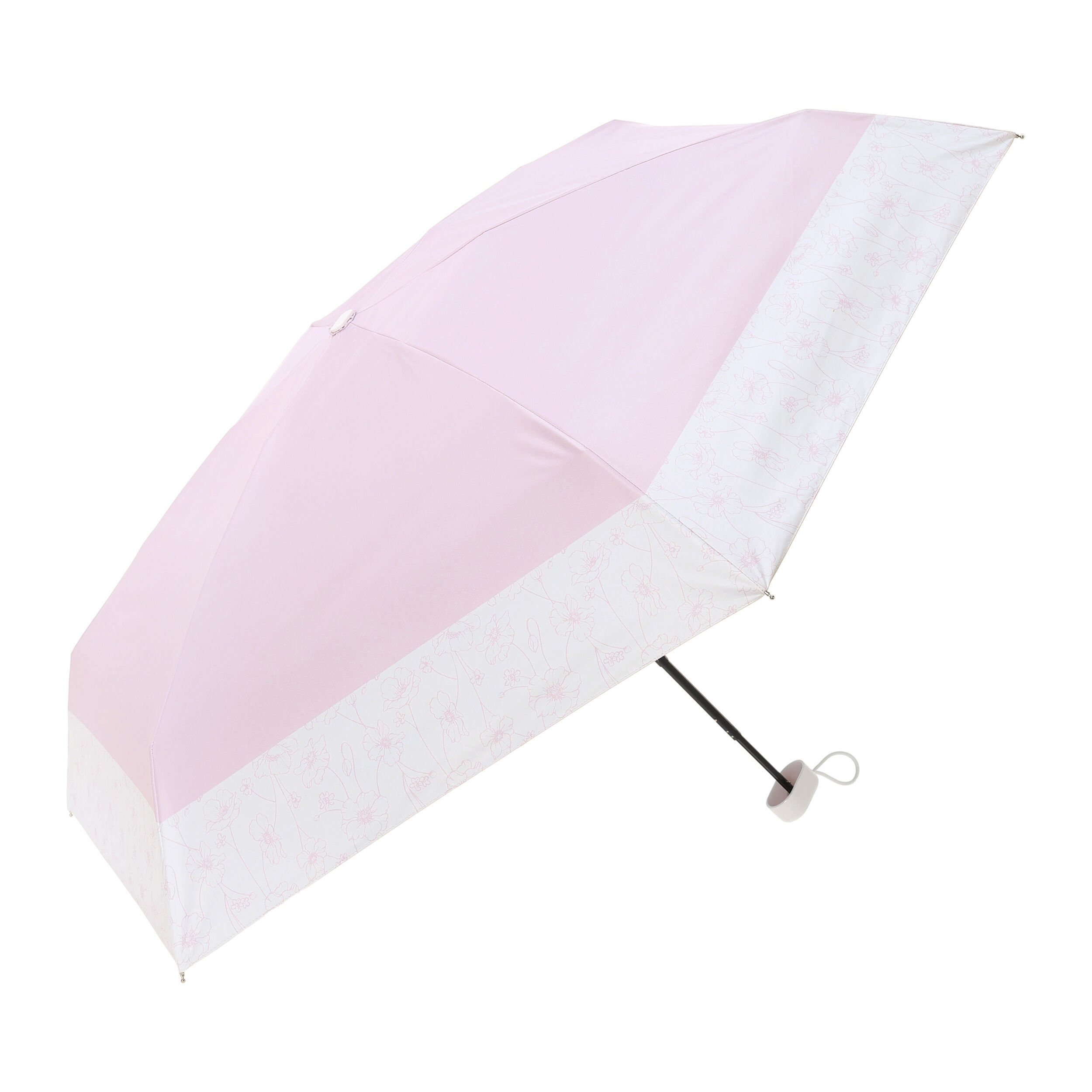  「ラインフラワーボーダー軽量ミニ／アンブレラ／ショート」|傘|