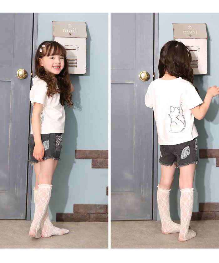 BACKYARD FAMILY「キッズ Tシャツ 半袖 女の子 通販 カットソー 73062401 半袖Tシャツ 夏服 ねこ 猫」|その他|