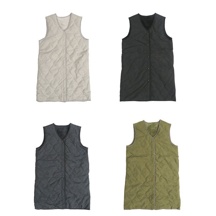 BACKYARD FAMILY「キルティングベスト レディース 通販 ジレ ロングジレ 前開き フロントボタン ノースリーブ」|その他|