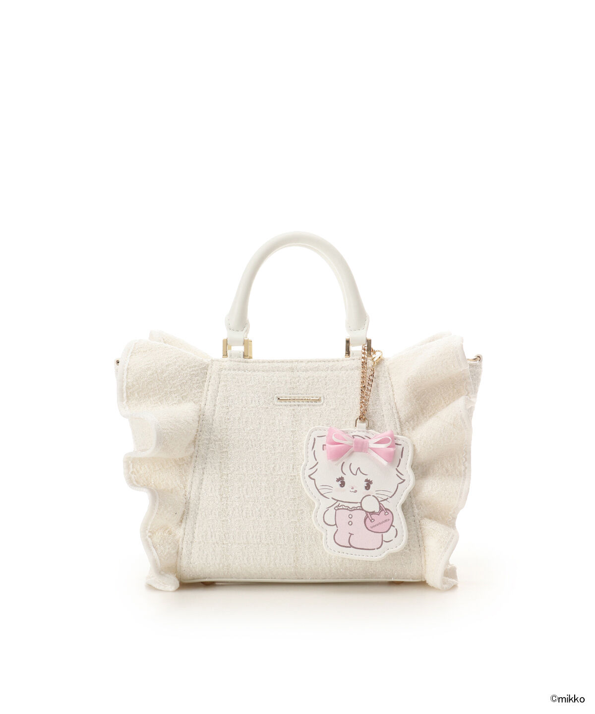 Samantha Vega「Lil ala mode&times;SAMANTHAVEGAコレクション ツイードフリルハンドバッグ」|ハンドバッグ|ホワイト