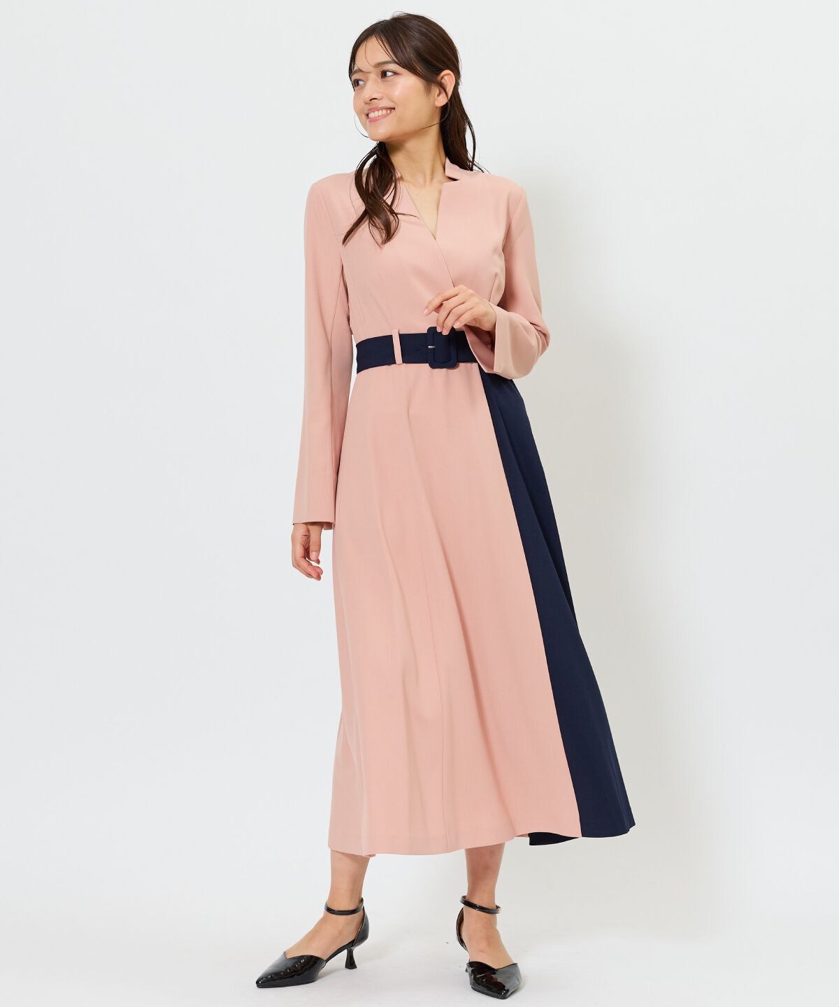 アンドクチュール「バイカラーカシュクールワンピース」|ワンピース|