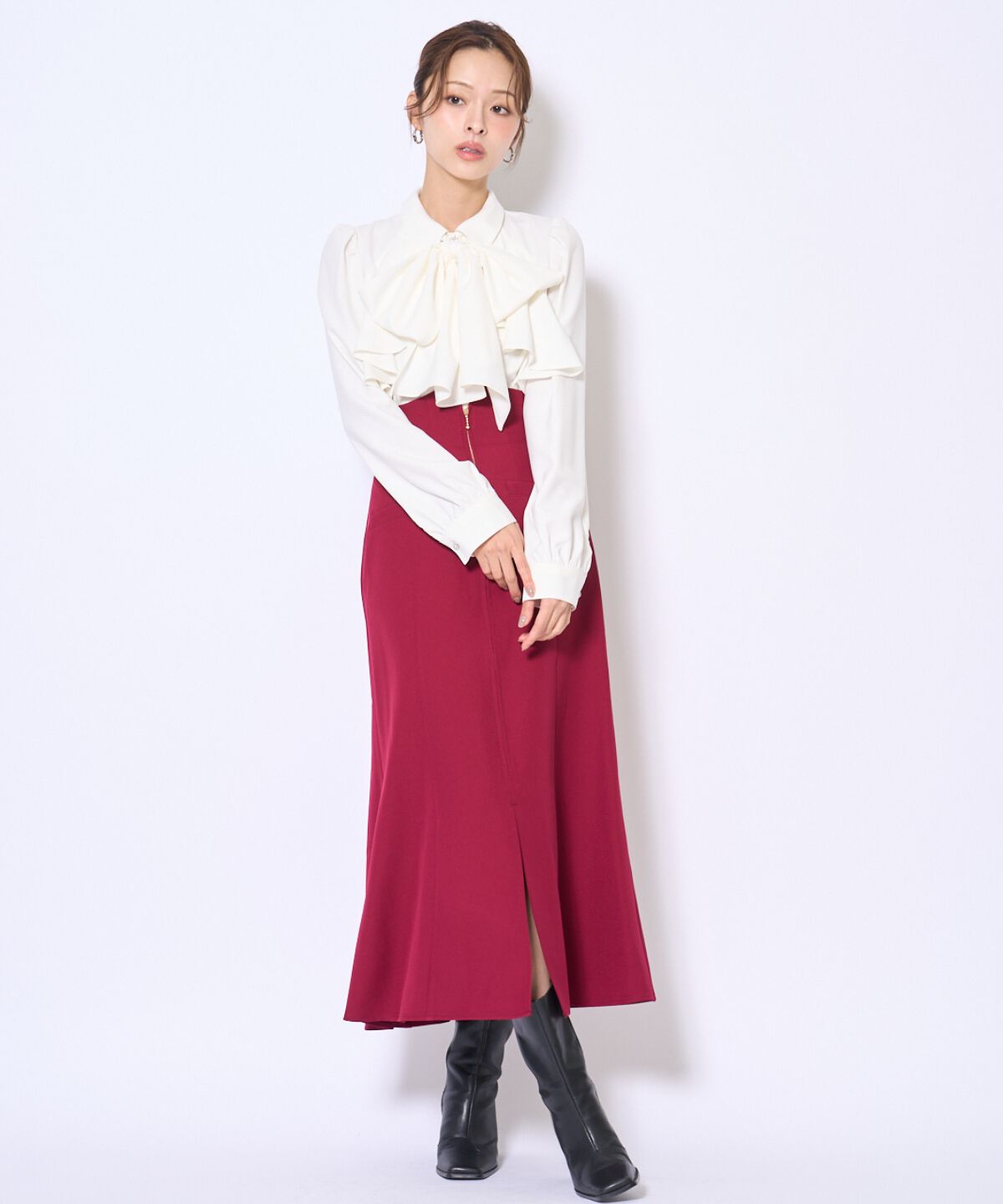 アンドクチュール「フロントZIPマーメイドスカート」|フレア|