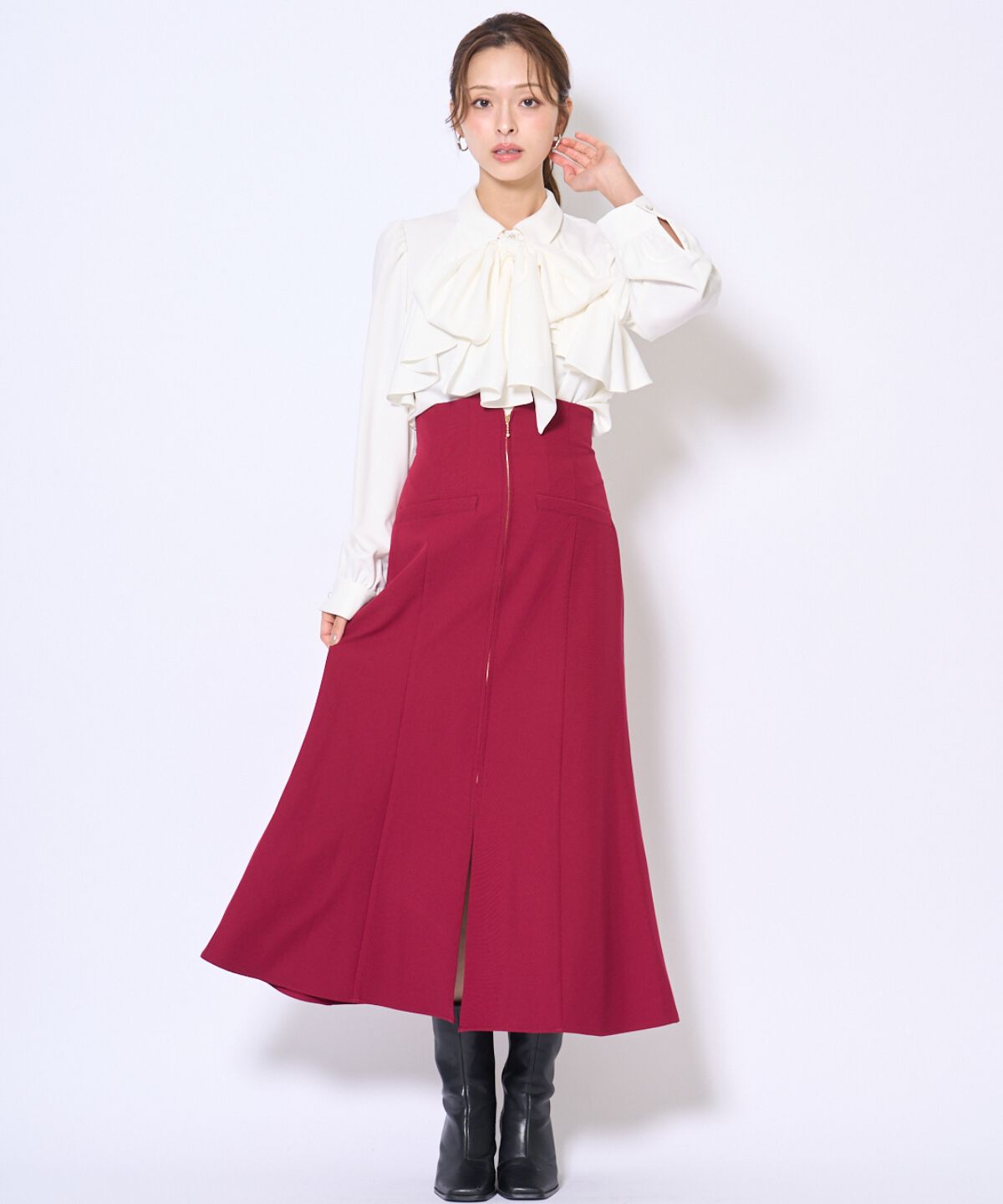 アンドクチュール「フロントZIPマーメイドスカート」|フレア|