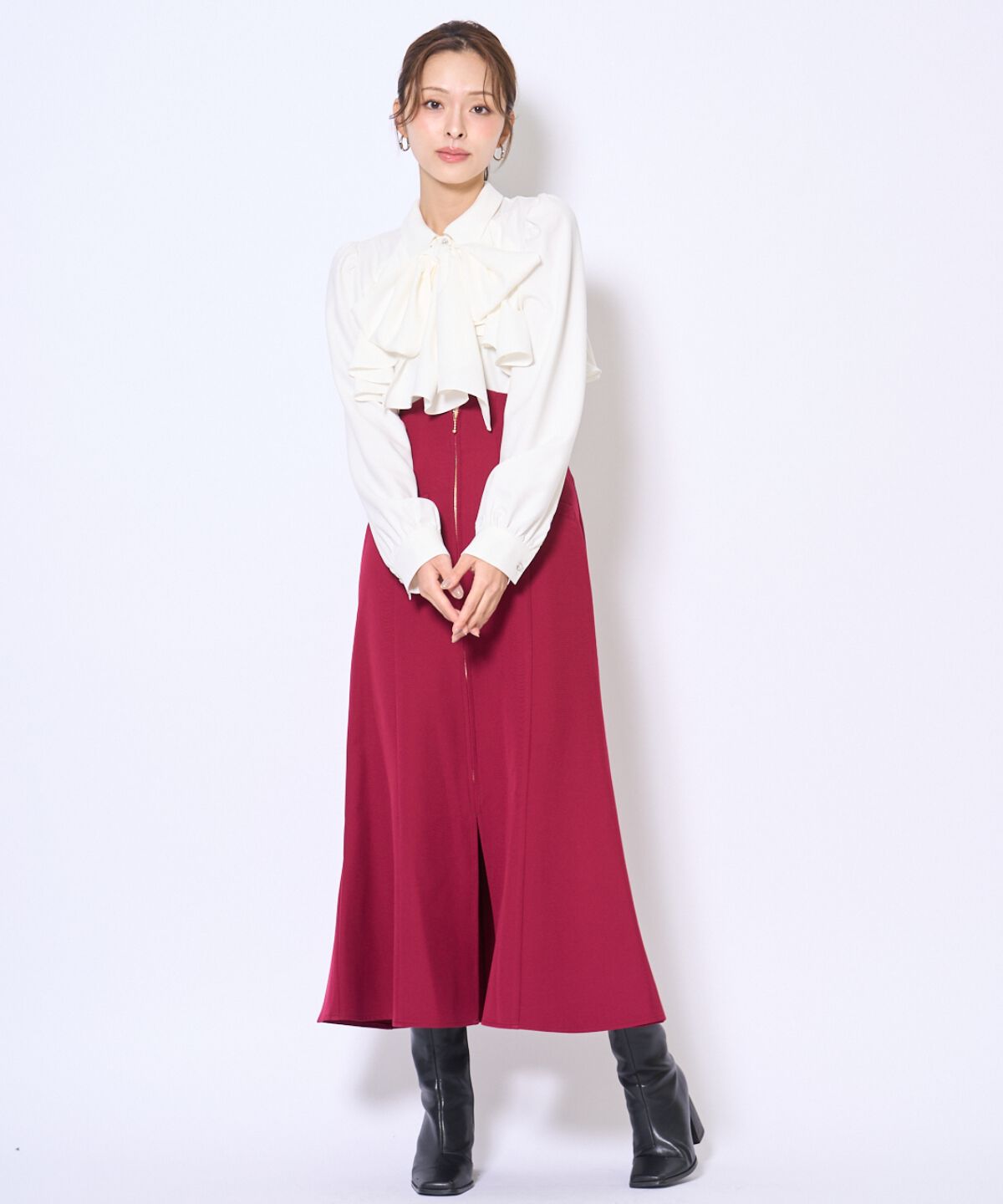 アンドクチュール「フロントZIPマーメイドスカート」|フレア|