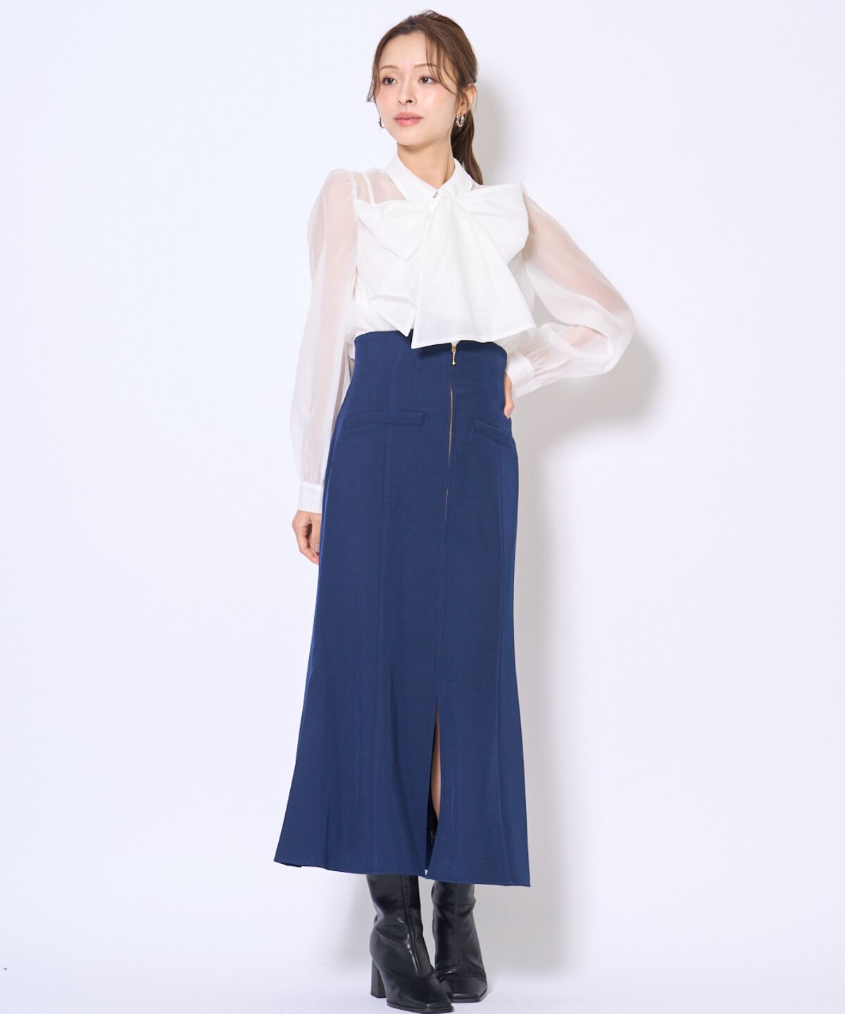 アンドクチュール「フロントZIPマーメイドスカート」|フレア|