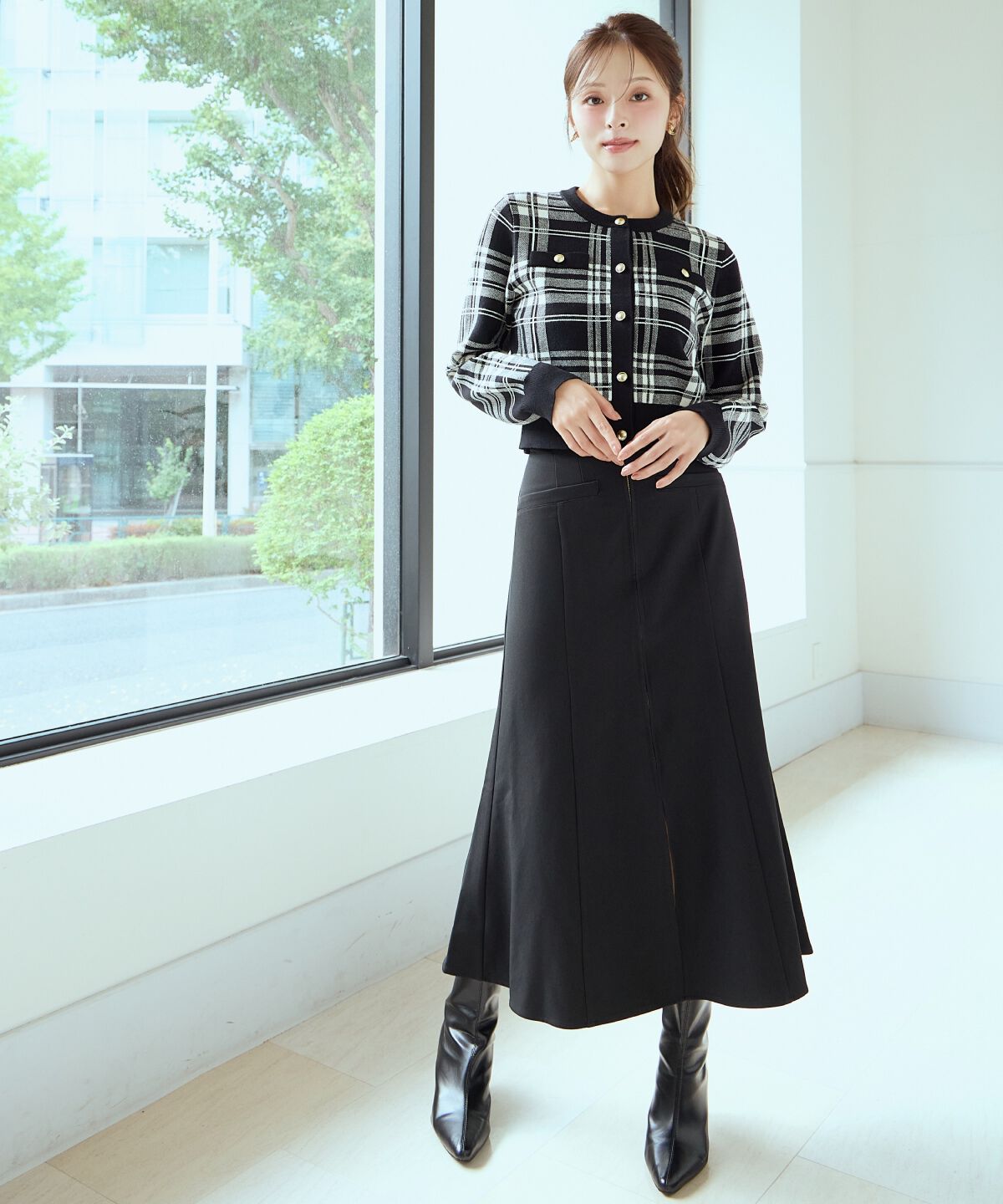 アンドクチュール「フロントZIPマーメイドスカート」|フレア|