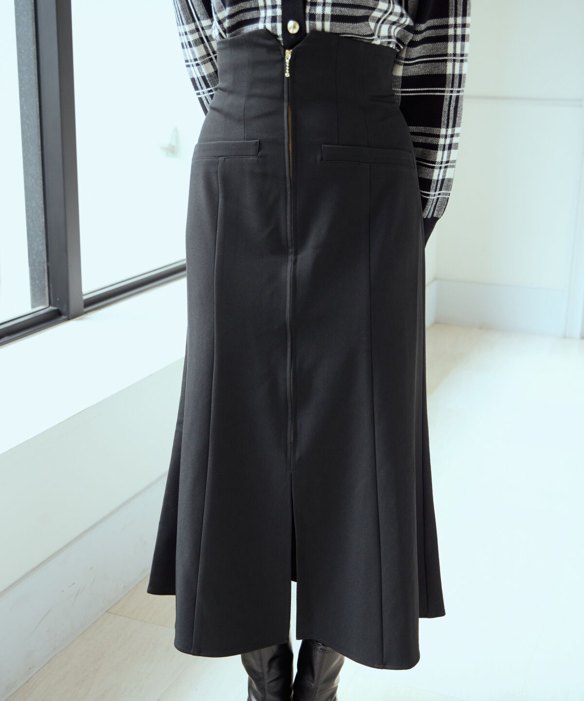 アンドクチュール「フロントZIPマーメイドスカート」|フレア|