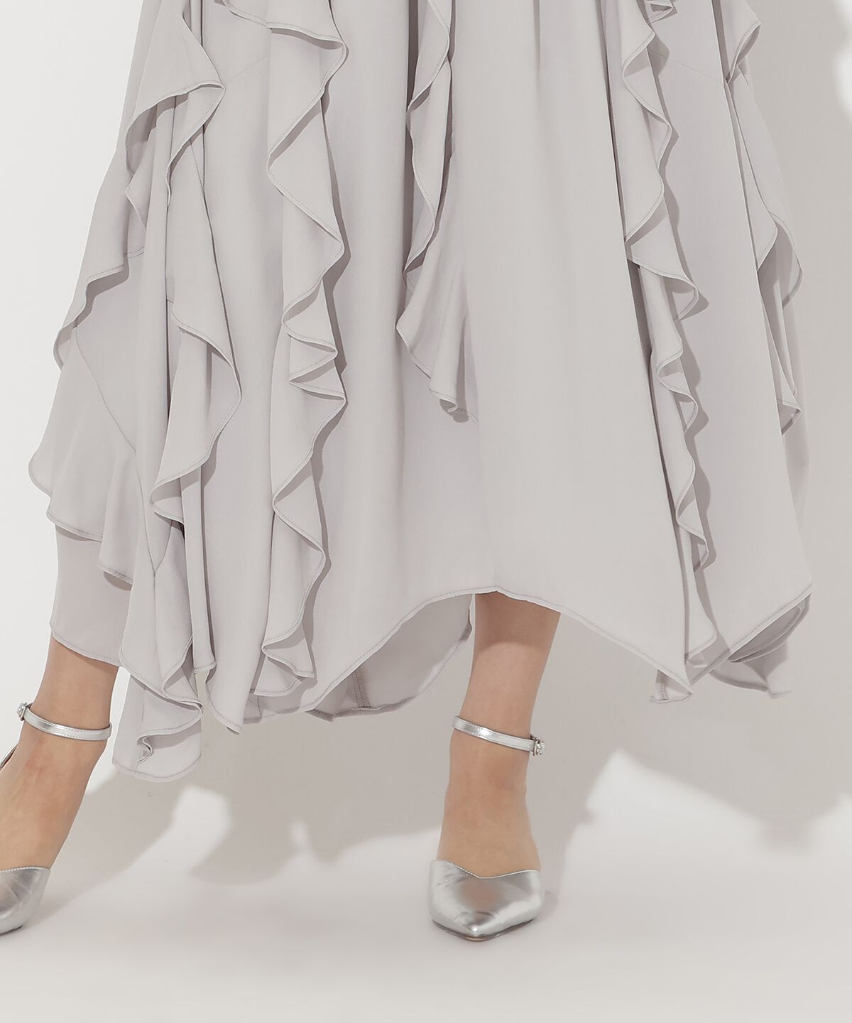 アンドクチュール「ラッフル切替フレアスカート」|フレア|