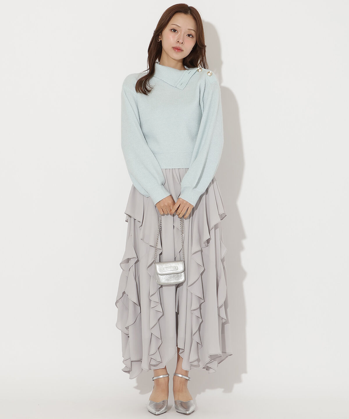 アンドクチュール「ラッフル切替フレアスカート」|フレア|