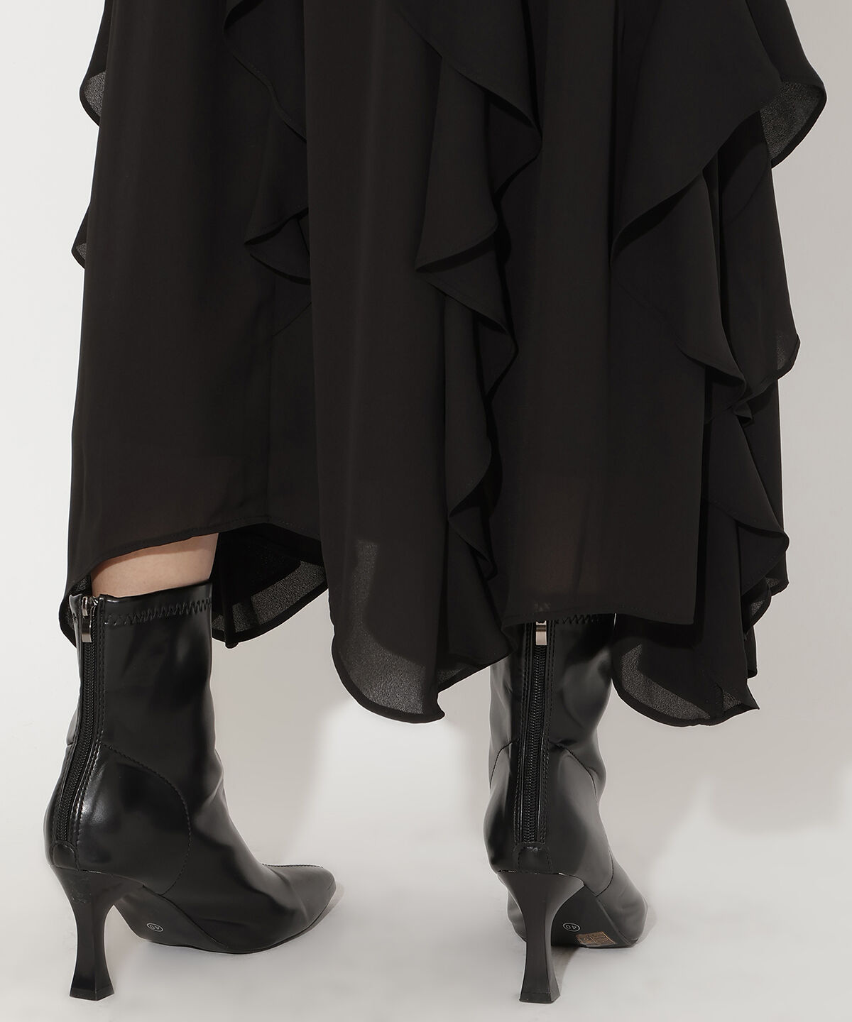 アンドクチュール「ラッフル切替フレアスカート」|フレア|