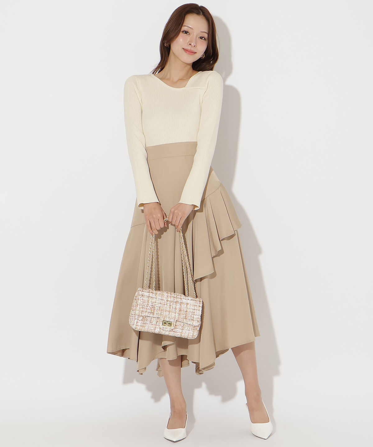 アンドクチュール「アシメスカートドッキングワンピース」|ワンピース|