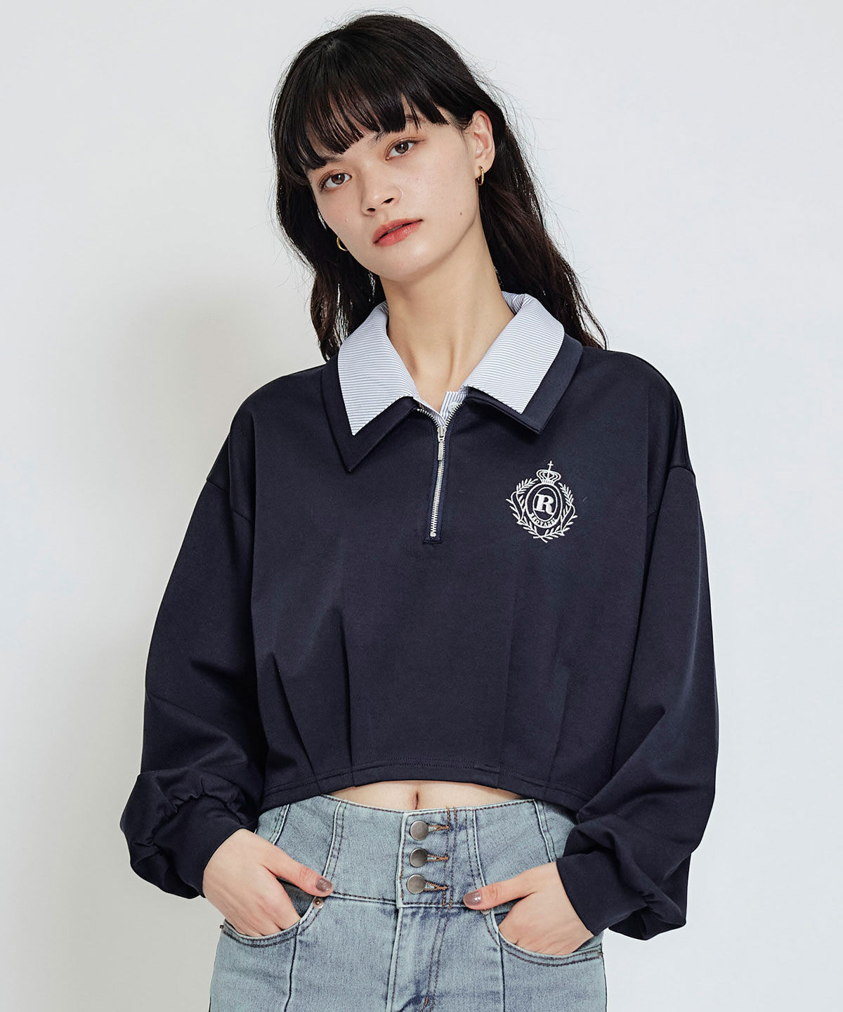 REDYAZEL「エンブレムダブルカラーカットプルオーバー」|Tシャツ・カットソー|ネイビー