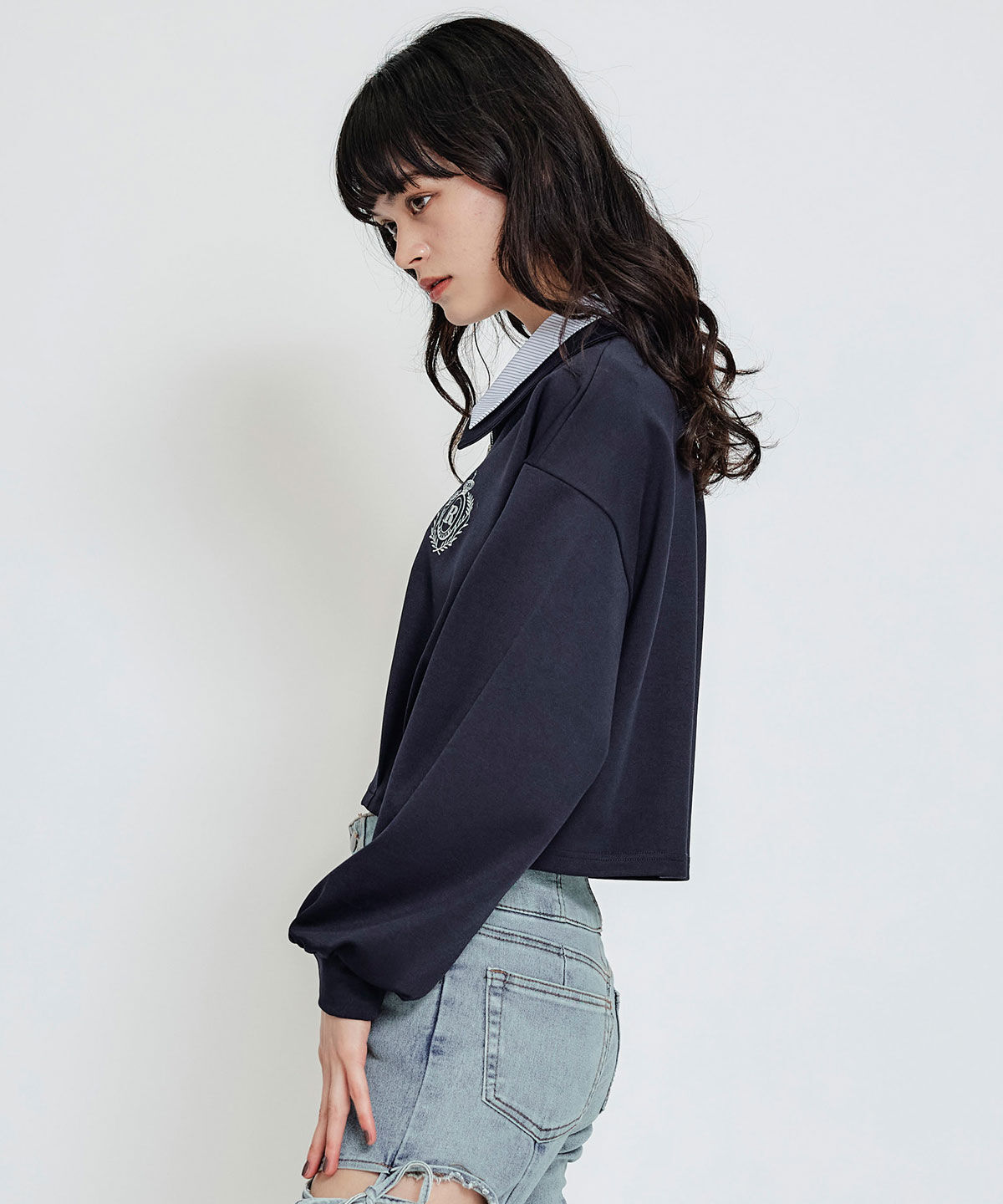 REDYAZEL「エンブレムダブルカラーカットプルオーバー」|Tシャツ・カットソー|