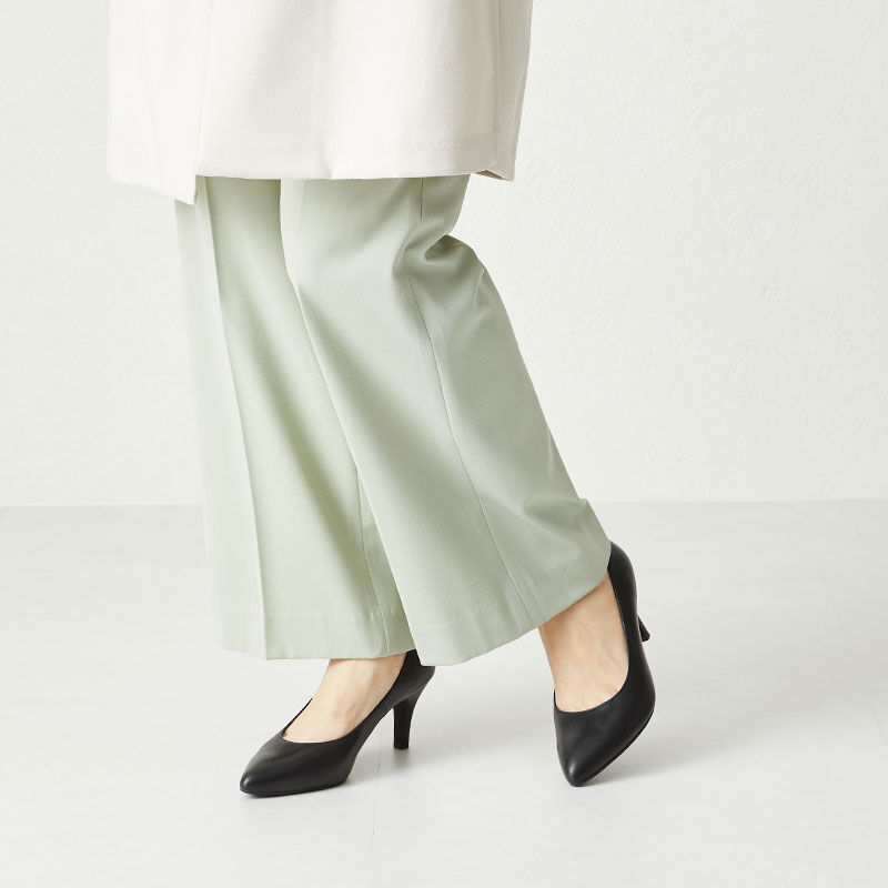 ORiental TRaffic「【本革/通勤/リクルート】ポインテッドヒールブラックパンプス/R-3101」|パンプス|