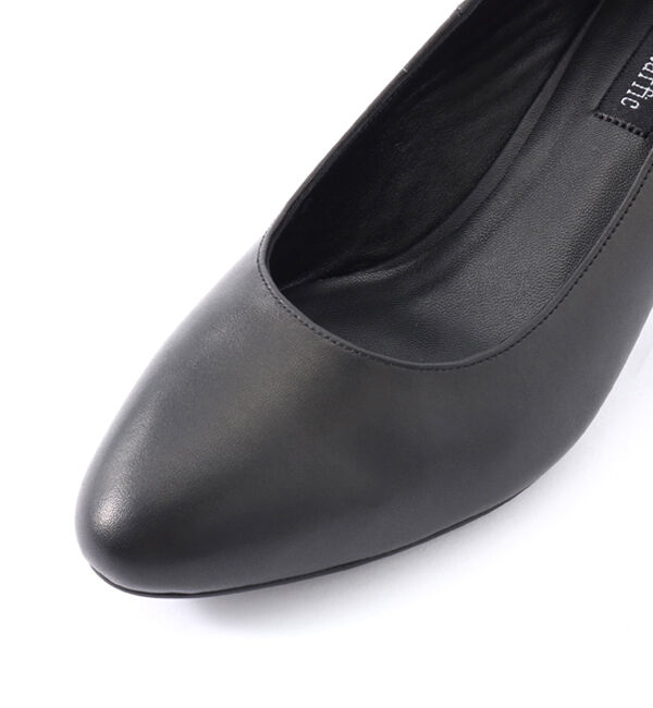 ORiental TRaffic「【本革/通勤/リクルート】ラウンドミドルヒールブラックパンプス/R-3102 リクルート」|パンプス|