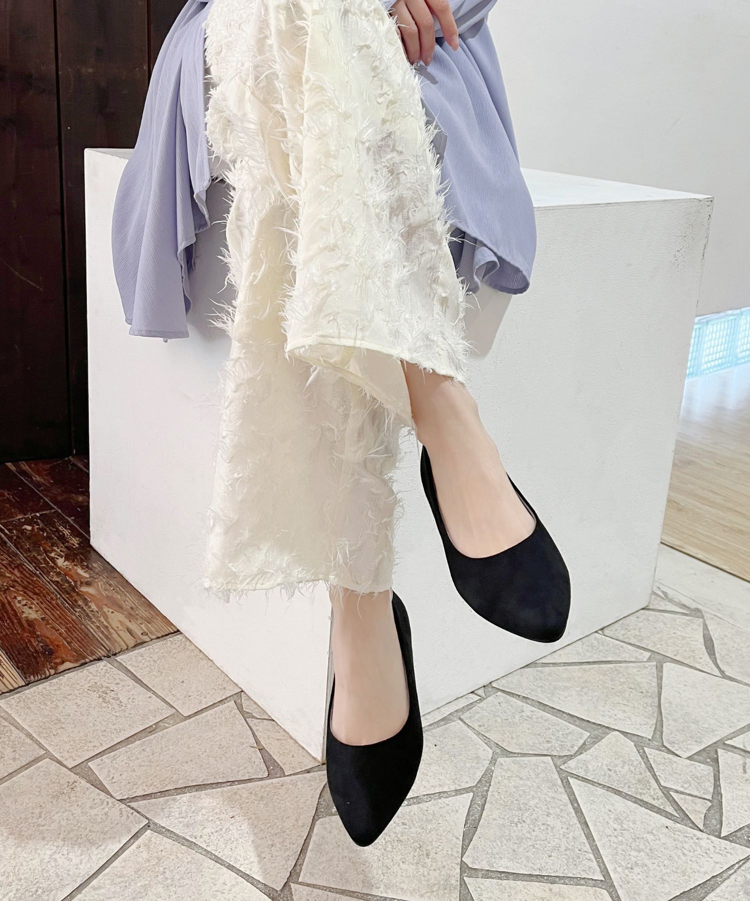 ORiental TRaffic「【WEB限定 / 累計15万足突破】ポインテッドトゥ フラット パンプス /R-4007 通勤靴 厚手クッション」|パンプス|