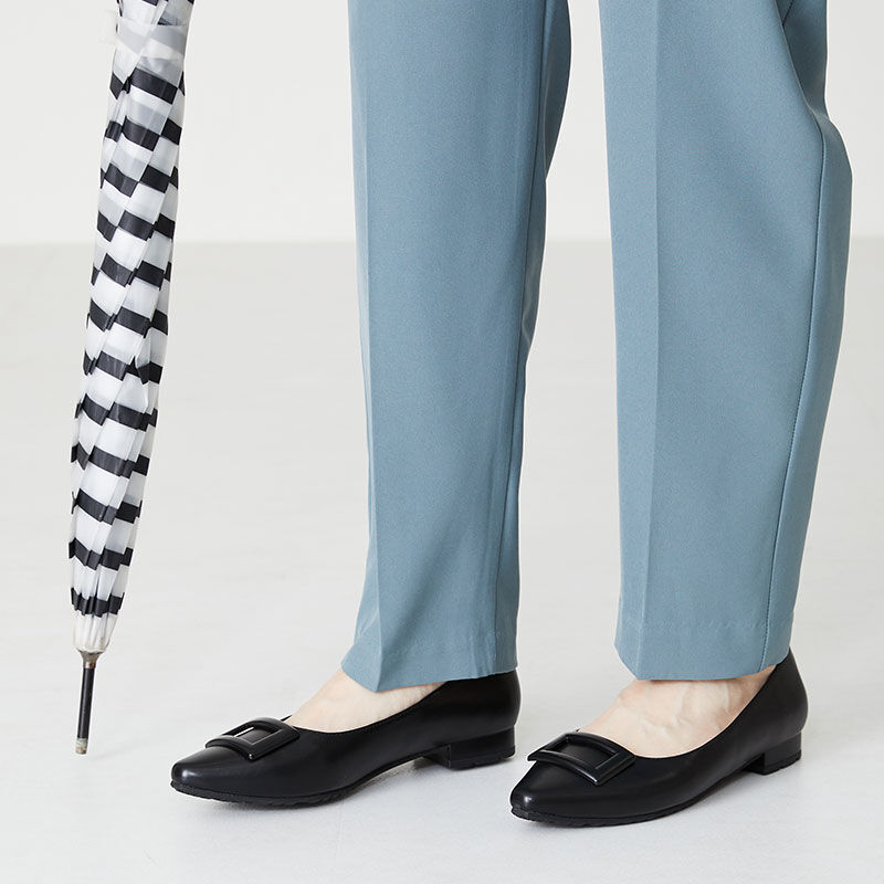 ORiental TRaffic「【防水】スクエアバックル レイン パンプス /R-1019 レインシューズ フラット」|パンプス|