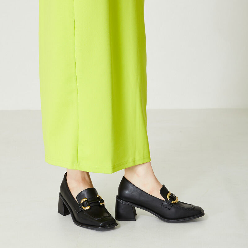 ORiental TRaffic「【アウトレット価格】ワイドスクエアトゥヒールローファー/31120」|パンプス|