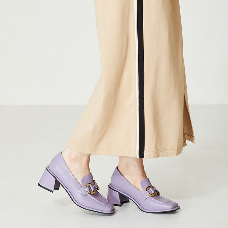 ORiental TRaffic「【アウトレット価格】ワイドスクエアトゥヒールローファー/31120」|パンプス|