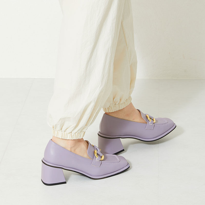 ORiental TRaffic「【アウトレット価格】ワイドスクエアトゥヒールローファー/31120」|パンプス|