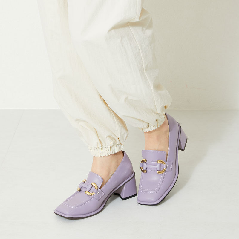 ORiental TRaffic「【アウトレット価格】ワイドスクエアトゥヒールローファー/31120」|パンプス|