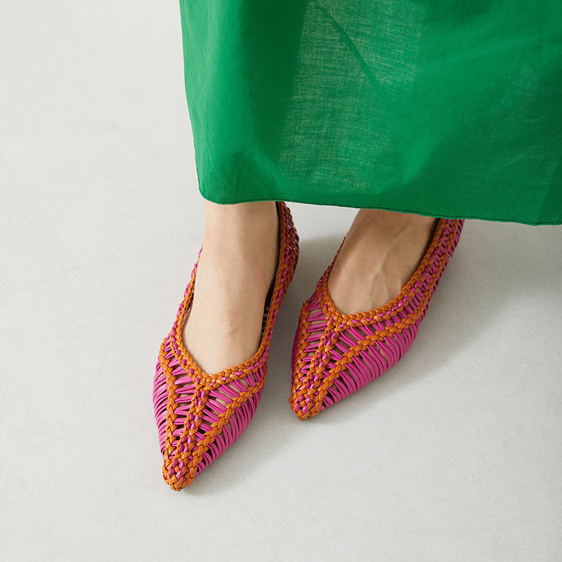 ORiental TRaffic「【アウトレット価格】ポインテッドトゥメッシュパンプス/31110 フラット パンプス メッシュ 人気」|パンプス|