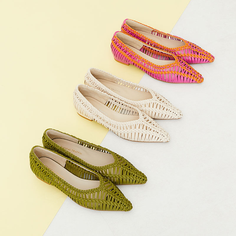 ORiental TRaffic「【アウトレット価格】ポインテッドトゥメッシュパンプス/31110 フラット パンプス メッシュ 人気」|パンプス|