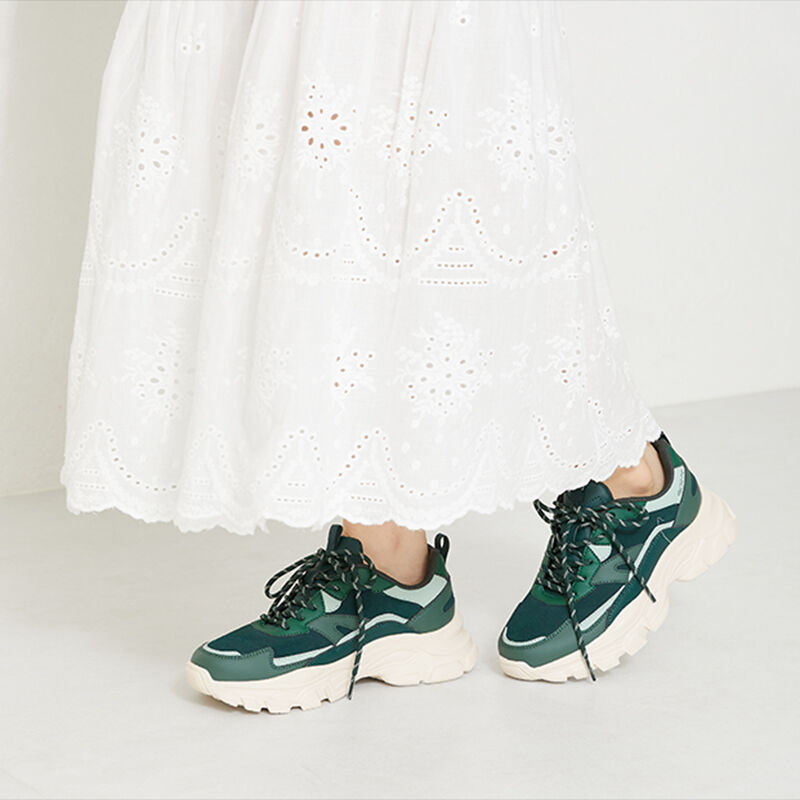 ORiental TRaffic「【アウトレット価格】ストライプシューレース厚底スニーカー/OT3728」|スニーカー|GREEN