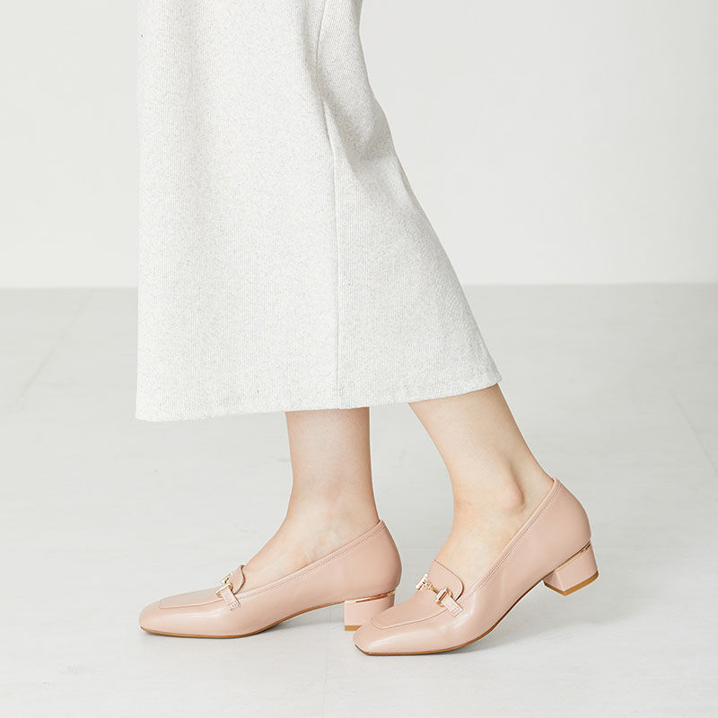 WA Oriental TRaffic「【定番】メタリックラインビットヒールローファー/32303 ローファー 人気 売れてる クッション」|パンプス|