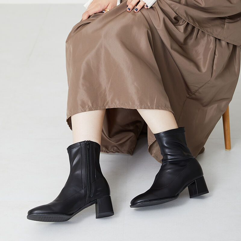 ORiental TRaffic「ラウンドトゥストレッチブーツ/31425」|ショートブーツ|BL