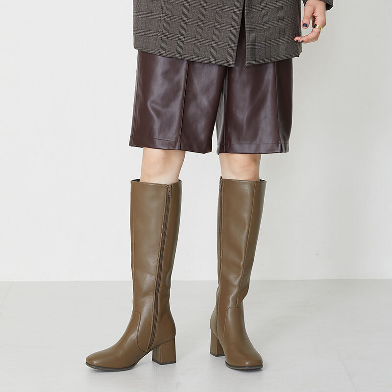 ORiental TRaffic「スクエアトゥヒールロングブーツ/31503」|ロングブーツ|GREY