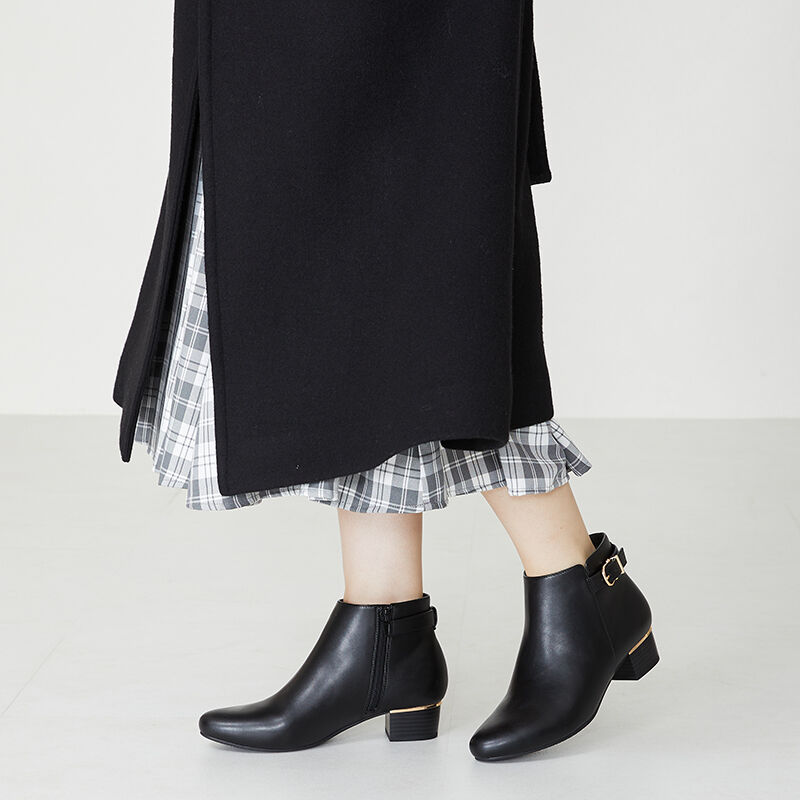 WA Oriental TRaffic「メタリックラインベルトヒールブーツ/32404」|ショートブーツ|