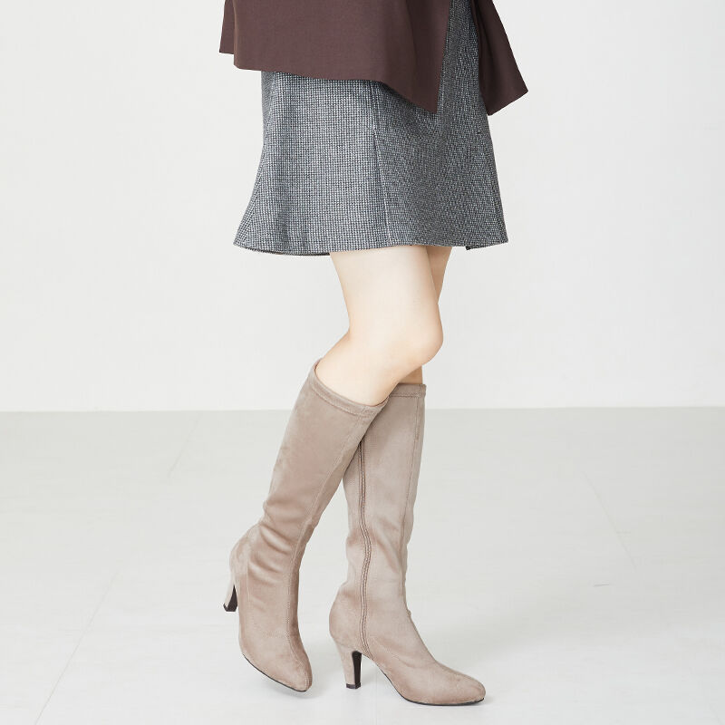 ORiental TRaffic「アーモンドトゥ ロングブーツ /31507 ストレッチ 美脚」|ロングブーツ|